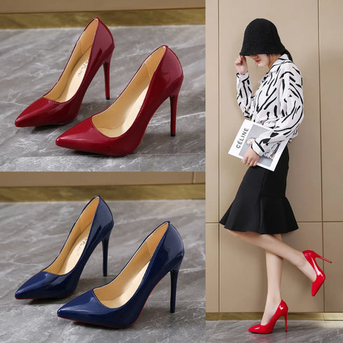 Elegant Plus Size Stiletto Pumps for Women - Pointed Toe Party Shoes